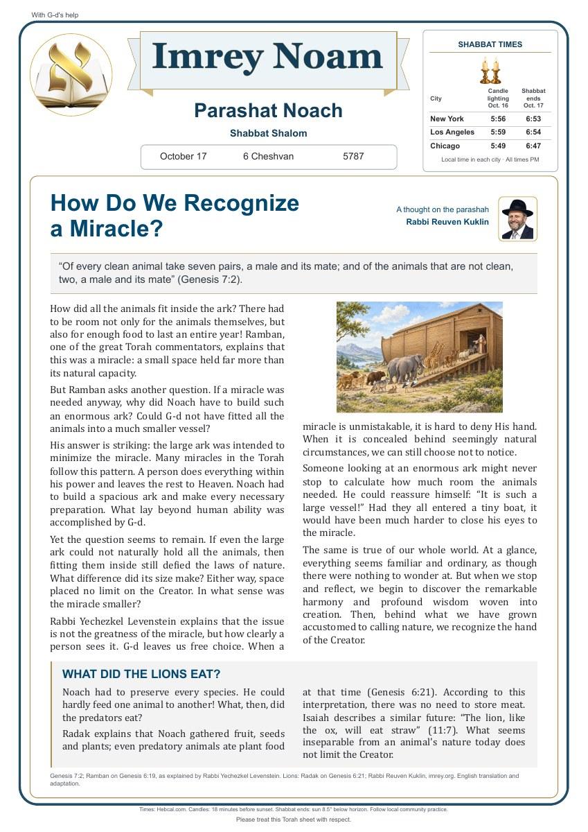 Imrey Noam — Noach 5787, English edition