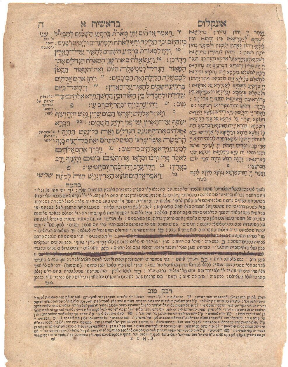 Книга Пятикнижия с комментариями Раши, которая была напечатана в Амстердаме в 1749 году. Можно увидеть черные чернила, скрывающие часть комментария, запрещенного христианской цензурной
