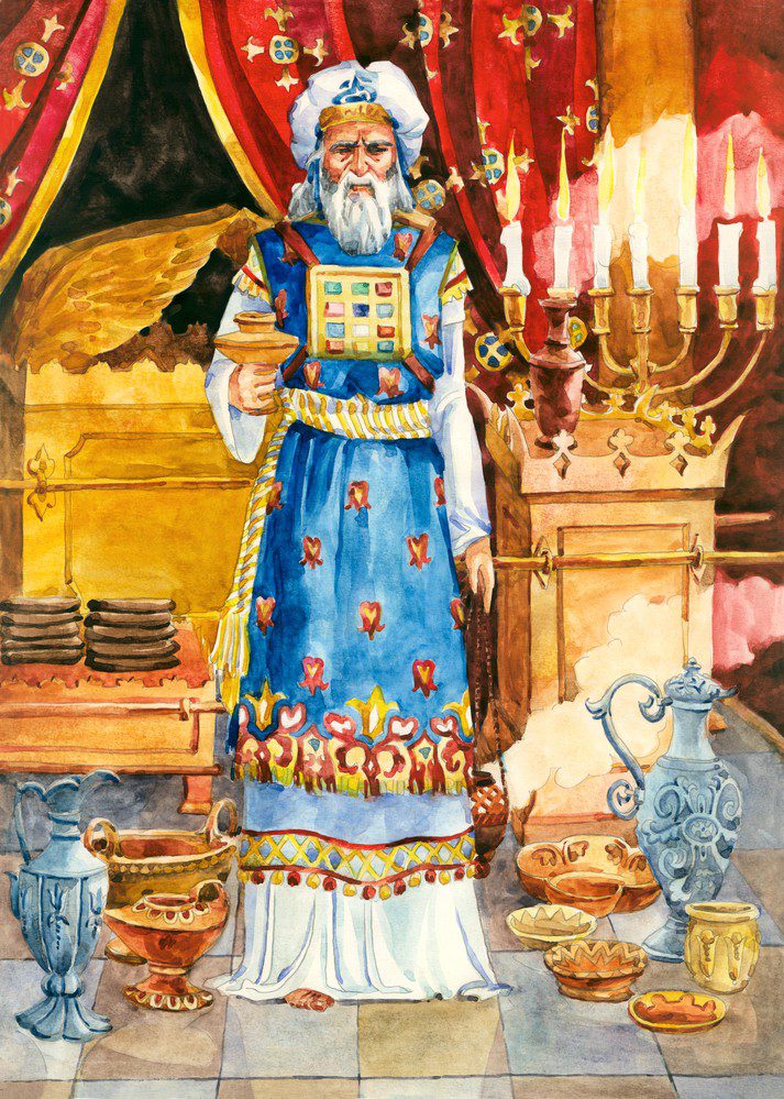 Watercolor illustration of a series "Life and everyday objects of ancient Palestine". High priest