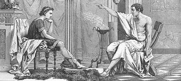 Аристотель с его учеником Александром Македонским