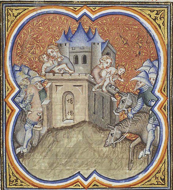 Рисунок 14-го века, который отображает великие страдание в осажденном городе