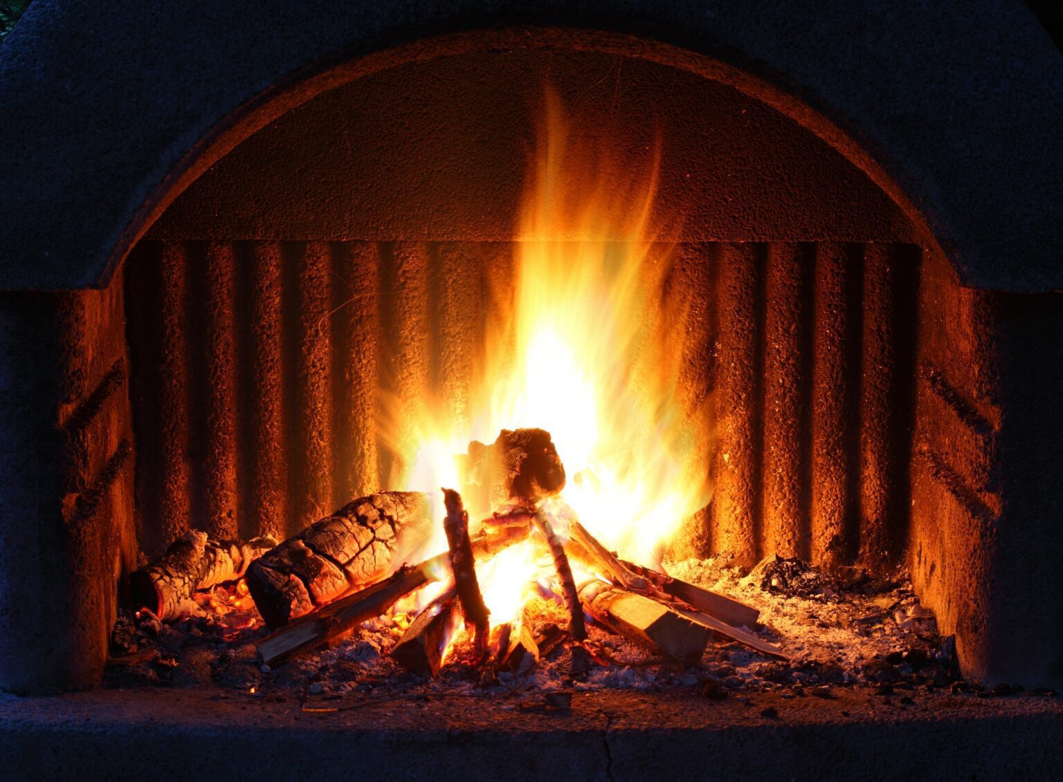 Fireplace with fire